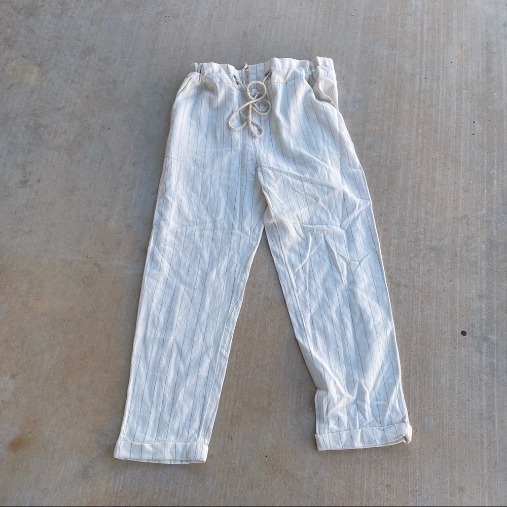 Urban outfitters cream striped wide leg pants